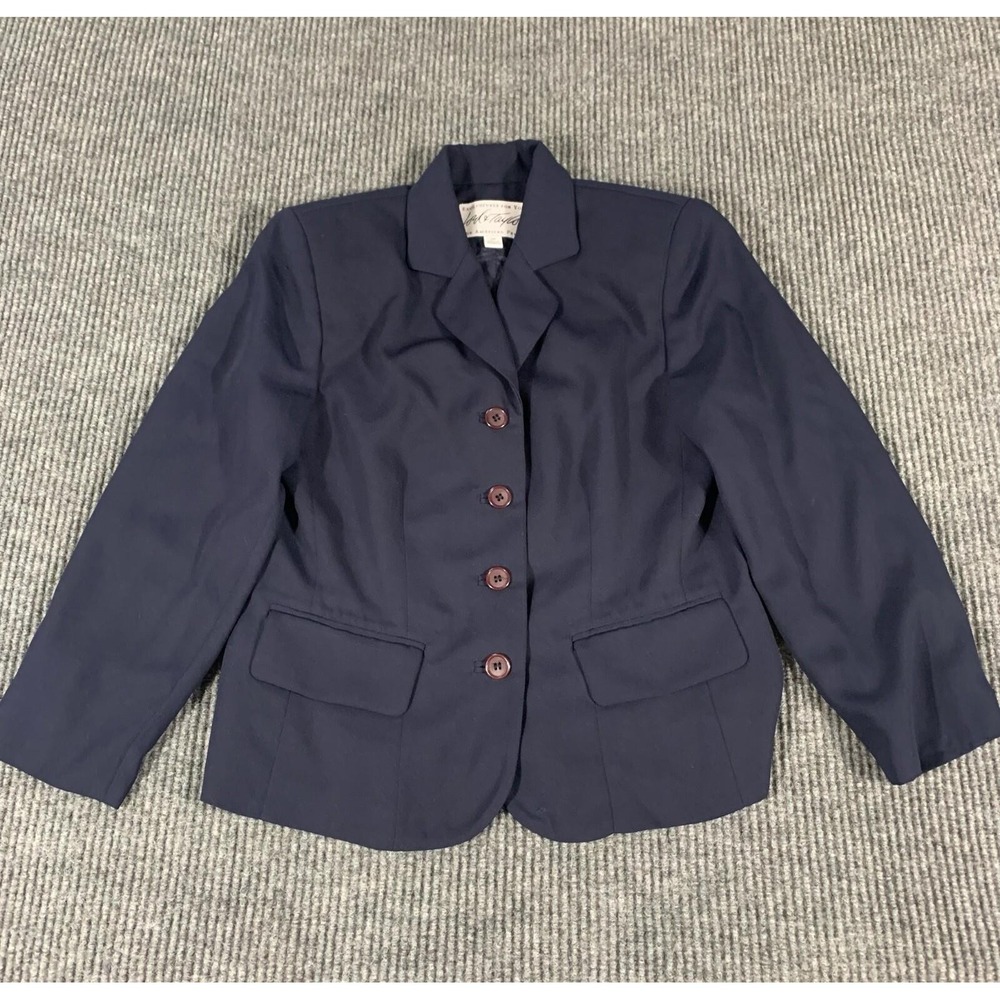 VTG Lord Taylor Coat Womens 2 P Blue Button Front Blazer Schoolboy Academia Work